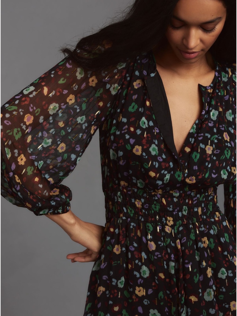 Anthropologie The Long Sleeve Somerset Romper Printed Edition Black Sz S NEW